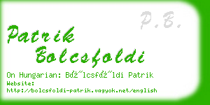 patrik bolcsfoldi business card